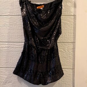 Black Sequin Women's strapless romper Shorts size M